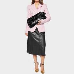 Pre Owned Moschino Black Quilted Patent Leather Oversize Clutch