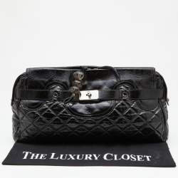 Pre Owned Moschino Black Quilted Patent Leather Oversize Clutch