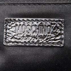 Pre Owned Moschino Black Quilted Patent Leather Oversize Clutch