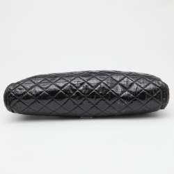 Pre Owned Moschino Black Quilted Patent Leather Oversize Clutch