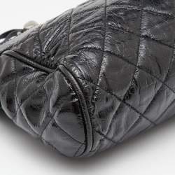 Pre Owned Moschino Black Quilted Patent Leather Oversize Clutch