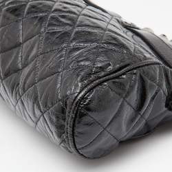 Pre Owned Moschino Black Quilted Patent Leather Oversize Clutch