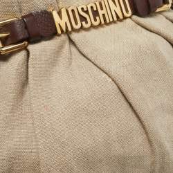 Moschino Beige/Brown Canvas and Leather Hobo