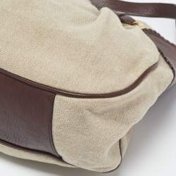 Moschino Beige/Brown Canvas and Leather Hobo
