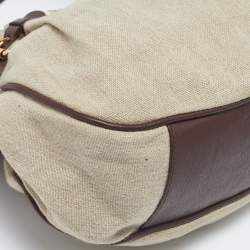 Moschino Beige/Brown Canvas and Leather Hobo