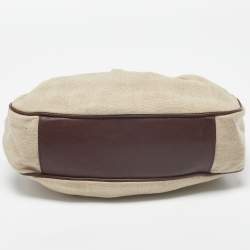 Moschino Beige/Brown Canvas and Leather Hobo