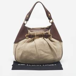 Moschino Beige/Brown Canvas and Leather Hobo