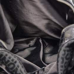 Pre Owned Moschino Black Jacquard Canvas and Patent Leather Padlock Hobo