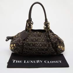 Moschino Brown/Beige Monogram Canvas and Leather Satchel