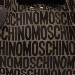 Moschino Brown/Beige Monogram Canvas and Leather Satchel