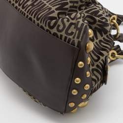 Moschino Brown/Beige Monogram Canvas and Leather Satchel