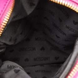 Pre Owned Moschino Pink Quilted Satin Chain Detail Crossbody Bag 
