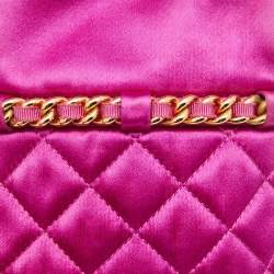 Pre Owned Moschino Pink Quilted Satin Chain Detail Crossbody Bag 