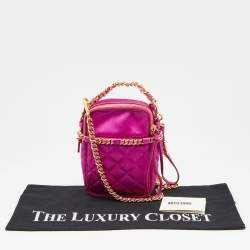 Pre Owned Moschino Pink Quilted Satin Chain Detail Crossbody Bag 