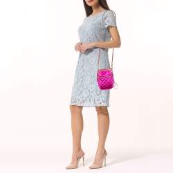 Pre Owned Moschino Pink Quilted Satin Chain Detail Crossbody Bag 