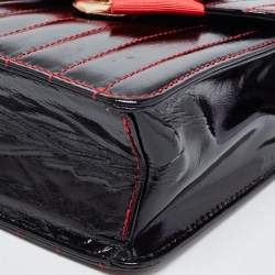 Pre Owned Moschino Black Quilted Patent Leather Bow Crossbody Bag