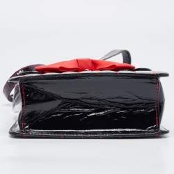 Pre Owned Moschino Black Quilted Patent Leather Bow Crossbody Bag