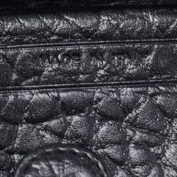 Pre Owned Moschino Black Monogram Canvas and Leather French Flap Wallet