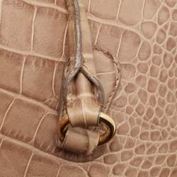 Moschino Beige Croc Embossed Leather  Heart Charm Dome Satchel