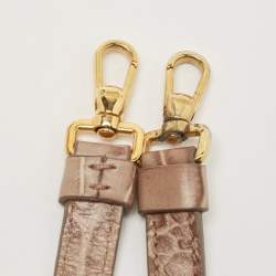 Moschino Beige Croc Embossed Leather  Heart Charm Dome Satchel