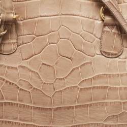 Moschino Beige Croc Embossed Leather  Heart Charm Dome Satchel