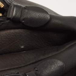 Pre Owned Moschino Black Leather Studded Flap Shoulder Bag