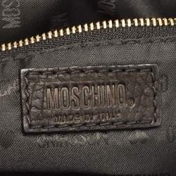 Pre Owned Moschino Black Leather Studded Flap Shoulder Bag