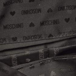 Pre Owned Moschino Black Leather Studded Flap Shoulder Bag
