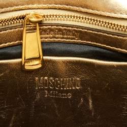 Pre Owned Moschino Gold Leather Large Capsule Biker Jacket Shoulder Bag