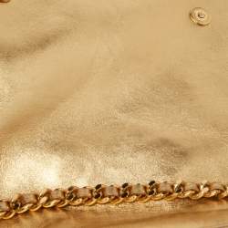 Pre Owned Moschino Gold Leather Large Capsule Biker Jacket Shoulder Bag