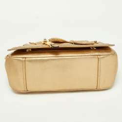 Pre Owned Moschino Gold Leather Large Capsule Biker Jacket Shoulder Bag