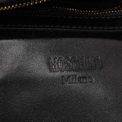 Pre Owned Moschino Black Quilted Nylon Logo Backpack