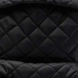Pre Owned Moschino Black Quilted Nylon Logo Backpack