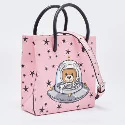 Pre Owned Moschino Pink/Black Leather Ufo Teddy Tote