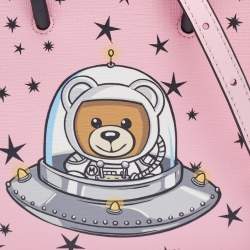 Pre Owned Moschino Pink/Black Leather Ufo Teddy Tote