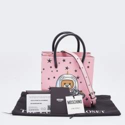 Pre Owned Moschino Pink/Black Leather Ufo Teddy Tote