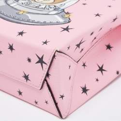 Pre Owned Moschino Pink/Black Leather Ufo Teddy Tote