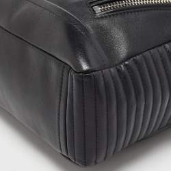 Pre Owned Moschino Black Leather Multi Zip Shoulder Bag