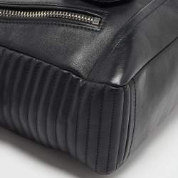 Pre Owned Moschino Black Leather Multi Zip Shoulder Bag