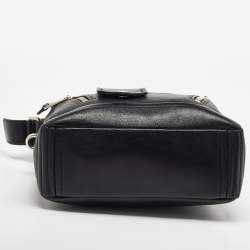 Pre Owned Moschino Black Leather Multi Zip Shoulder Bag