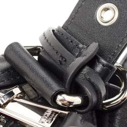 Pre Owned Moschino Black Leather Multi Zip Shoulder Bag