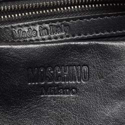 Pre Owned Moschino Black Leather Multi Zip Shoulder Bag
