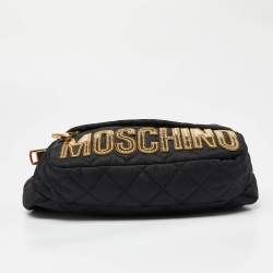 Pre Owned Moschino Black Quilted Nylon Belt Bag