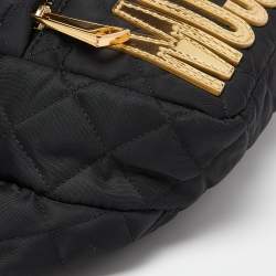 Pre Owned Moschino Black Quilted Nylon Belt Bag