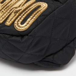 Pre Owned Moschino Black Quilted Nylon Belt Bag