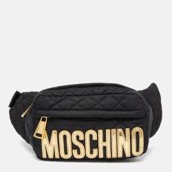 Moschino Black Quilted Nylon Belt Bag