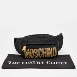 Pre Owned Moschino Black Quilted Nylon Belt Bag