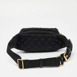 Pre Owned Moschino Black Quilted Nylon Belt Bag