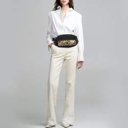 Pre Owned Moschino Black Quilted Nylon Belt Bag