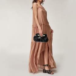 Pre Owned Moschino Black Patent Leather Clutch